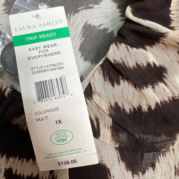 Laura Ashely Size 1X Sheer Animal Print Jacket Retro Style Summer Safari - Picture 7 of 11